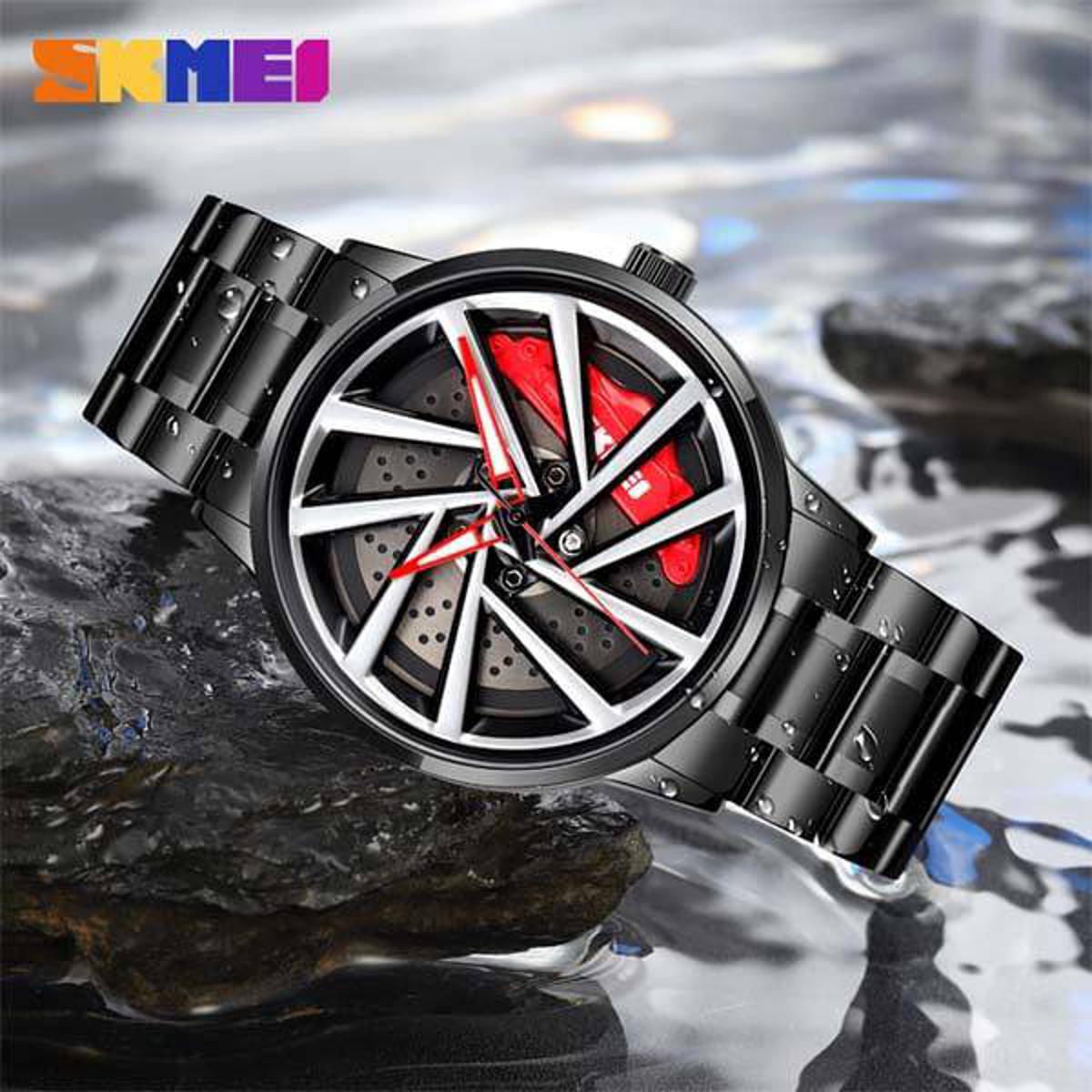 Fashion SKMEI 1787 Creative Cool Black Watch Cutout Concept Dial Metal Style Waterproof Sports Watch For Men