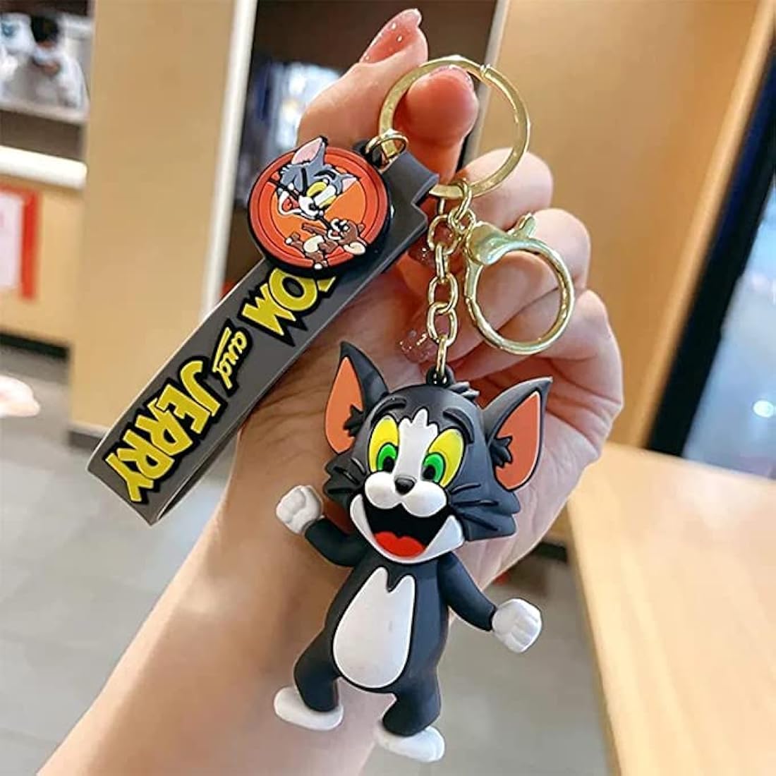 TOM & JERRY Cute Keychain, trendy cartoon keychain accessory, bag pendant keyring for students