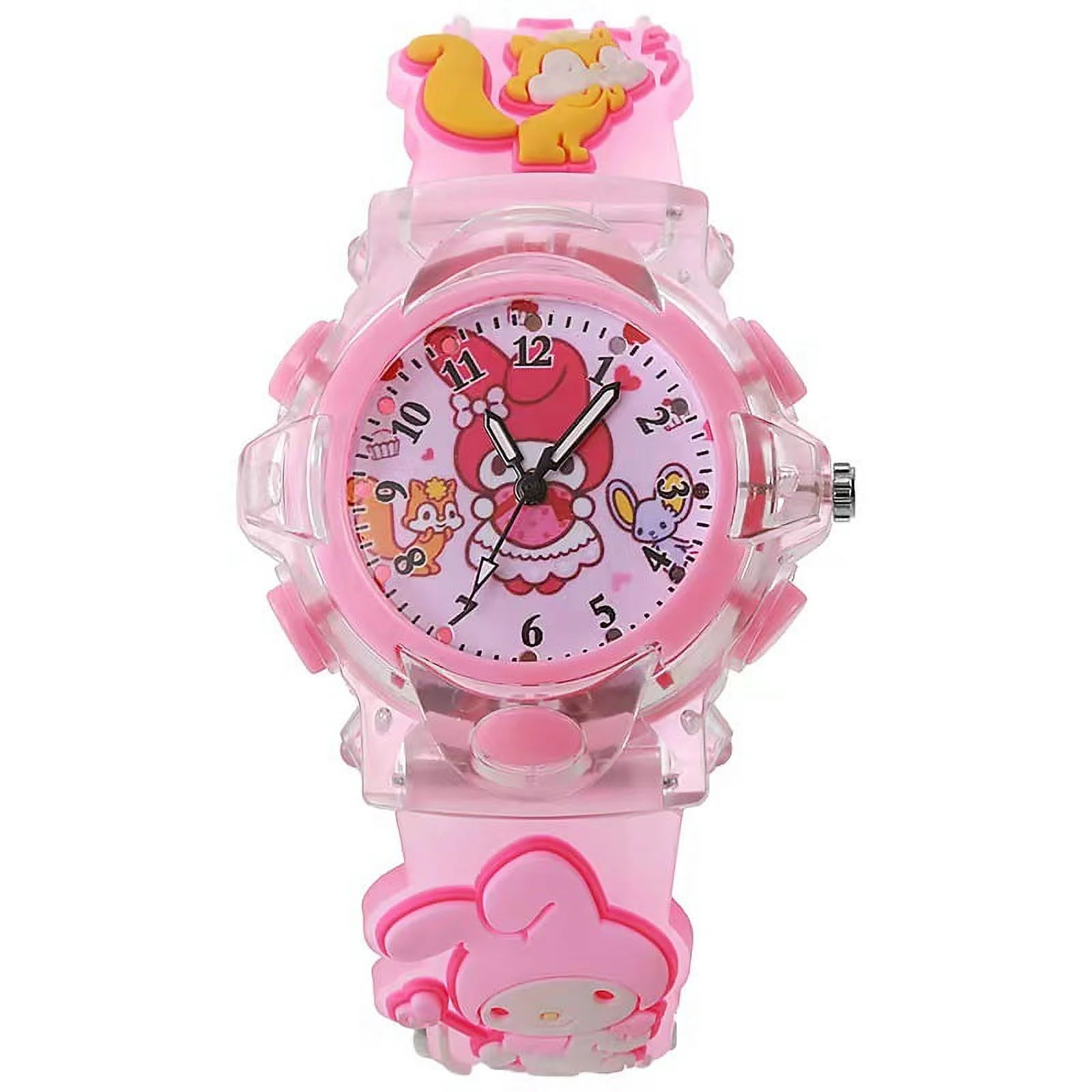 Kawaii Sanrio Watch Cinnamoroll Melody Children LED Luminous Watch Kuromi Hello Kitty Student Wrist Watch Kids Birthday Gift Toy