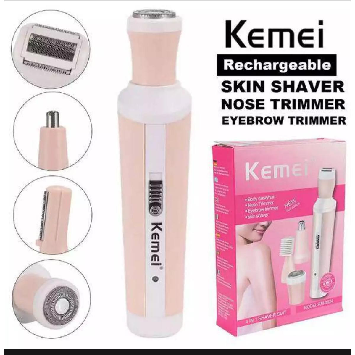 Kemei _Km-3024 Multifunctional 4 In 1 Rechargeable Woman Body Shaver Eyebrow Nose Trimmer Set - Trimmer - Trimmer - Trimmer