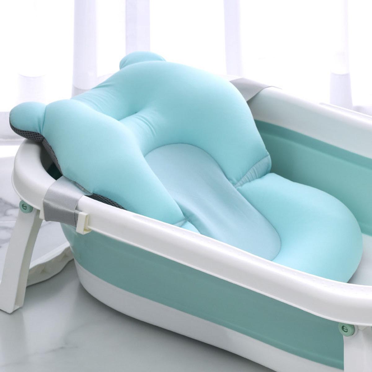 【Flash sale】 OUMERY Baby Shower Bath Tub Pad Non-Slip Bathtub Seat Support Mat Safety Security Bath Support Cushion Foldable Soft Pillow-1