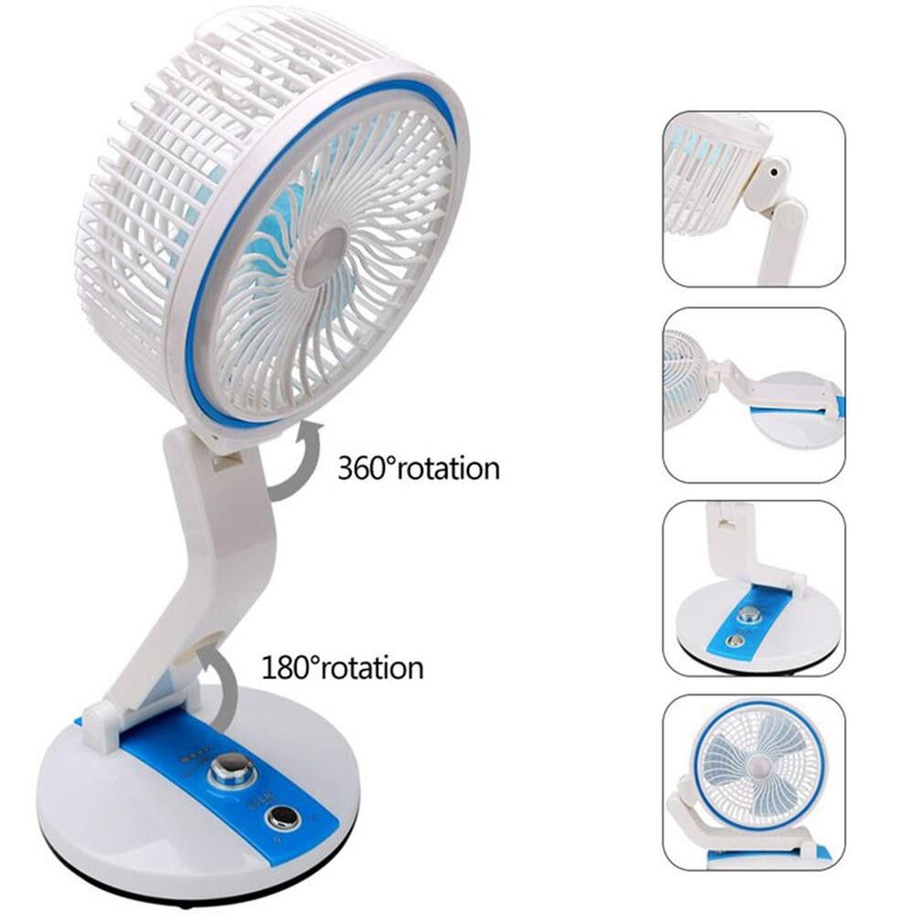 New Rechargeable Folding Table Fan with Led Light