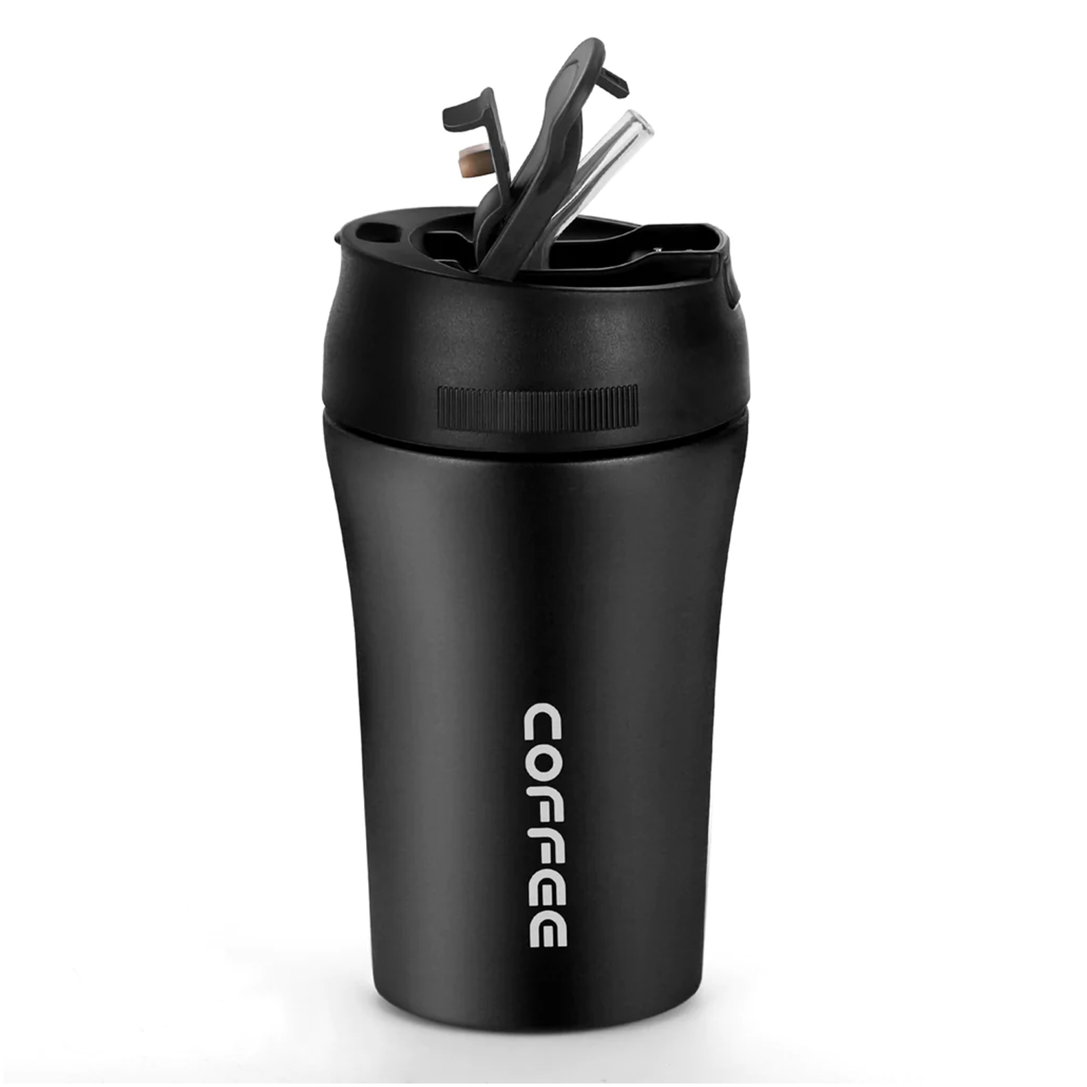High Quality 400ml Portable Stainless Steel Travel Vacuum Insulated Coffee Mug with straw Lid