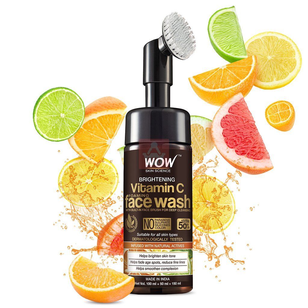 Wow Skin Science Vitamin C Facewash W/ Brush 150ml