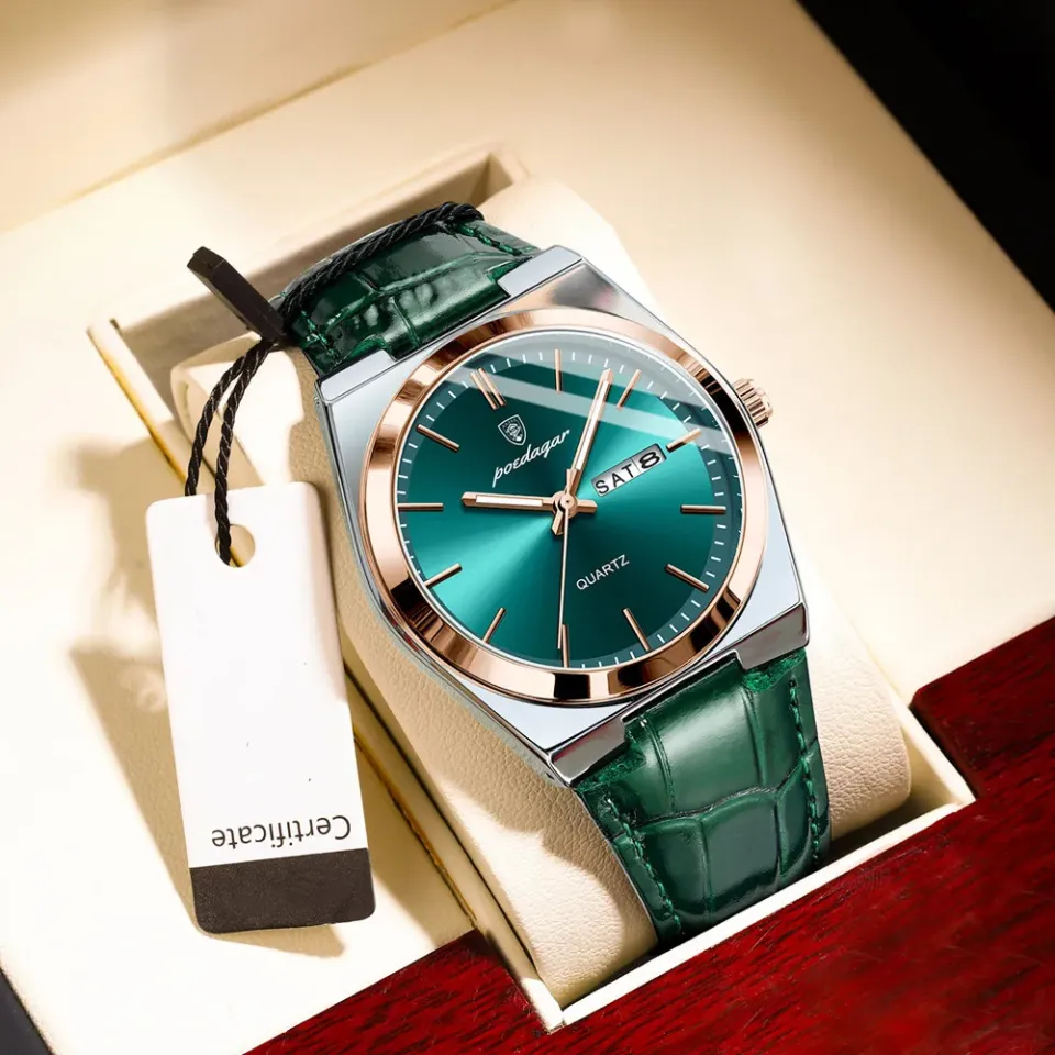 POEDAGAR 930L Men's Leather Quartz Watch - Water Resistant Business Luxury Fashion Wristwatch - Watch For Men - Watch