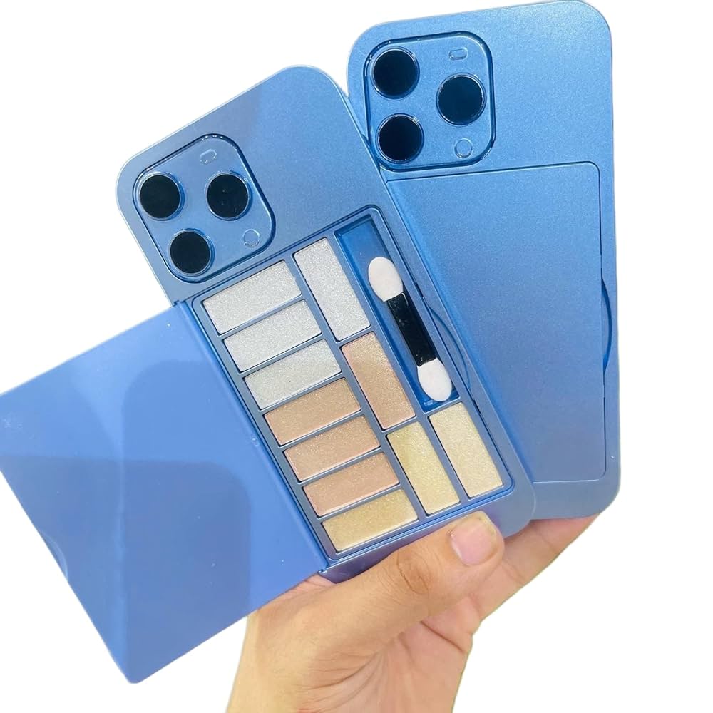 14 Pro Max Iphone Shaped Eyeshadow Palette with Mirror Back/Mobile phone Eyeshadow kit with Mirror