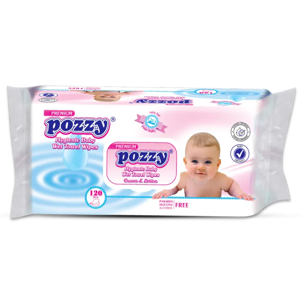 Pozzy Premium Wet Wipes-Refil-120 pcs