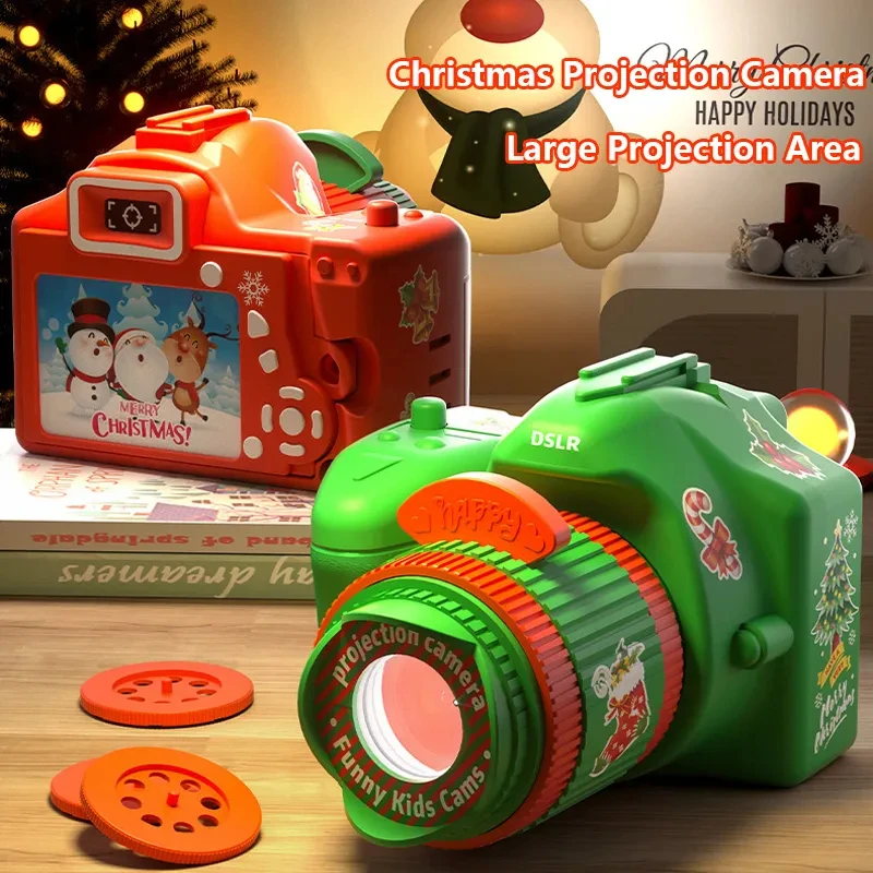 【Hot-Selling】 Hight Quality ABS Christmas Projection Camera Cartoon Pattern Puzzle Development Projection Early Education Slide Projector Projection Light for Kids