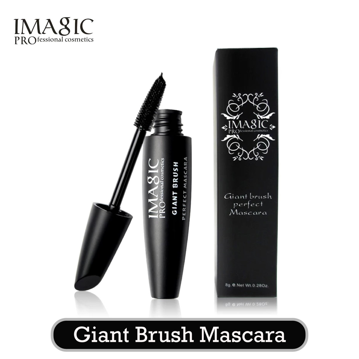 IMAGIC Giant Brush Perfect Mascara - Waterproof Long-Lasting Volumizing Mascara for Thick Lashes Black Color