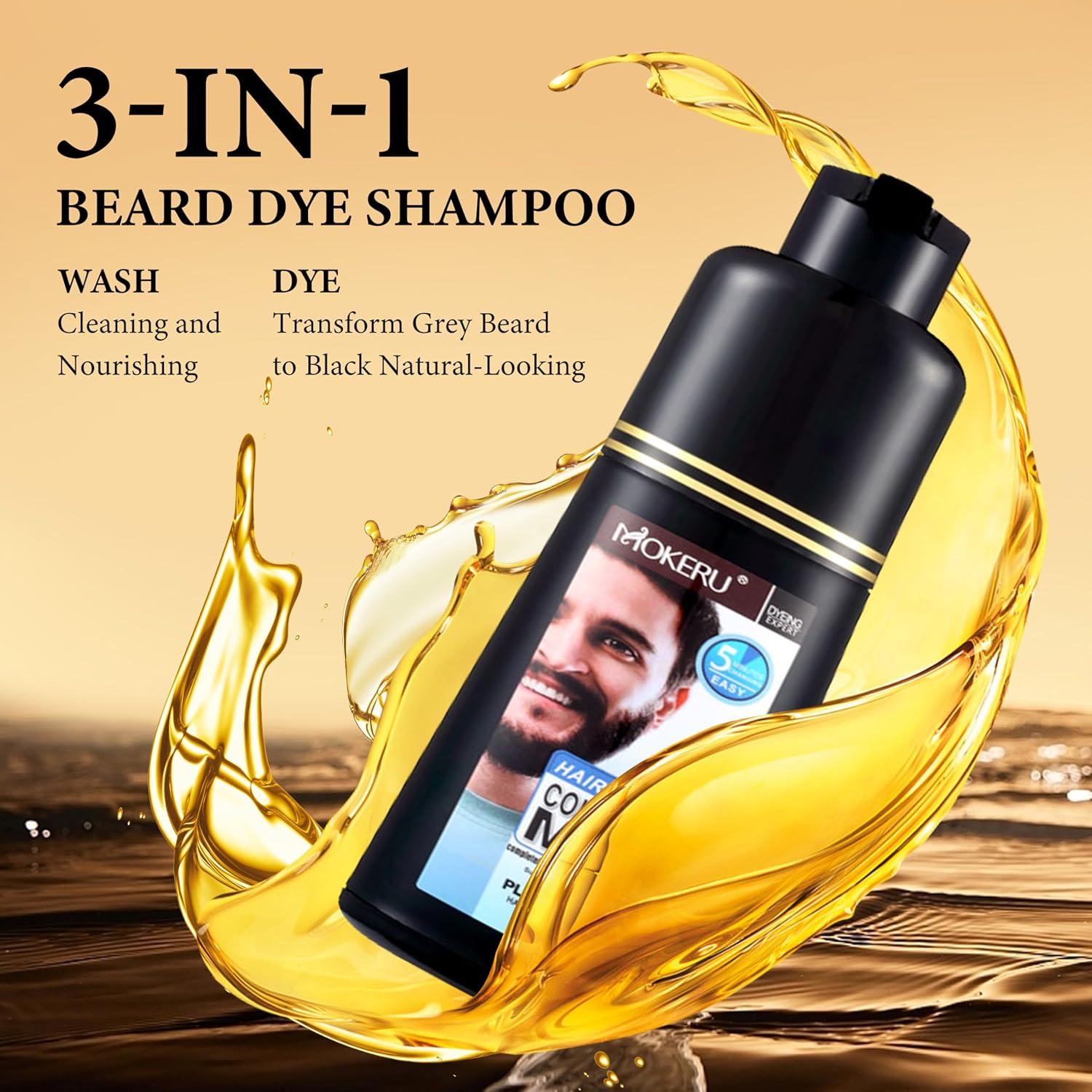 【No-Questions-Asked Refund】 200ml Men's Beard Dye Shampoo Removal White Grey Permanent Black Beard Hair Dying Shampoo Cream Health Care