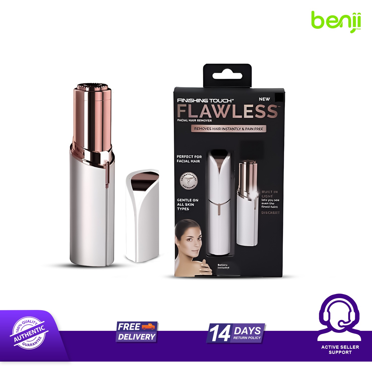 Rechargeable Flawless Face Hair Removal Women Painless Facial Hair Remover Ladies Trimmer Shaver Razor Machine - FLWWT
