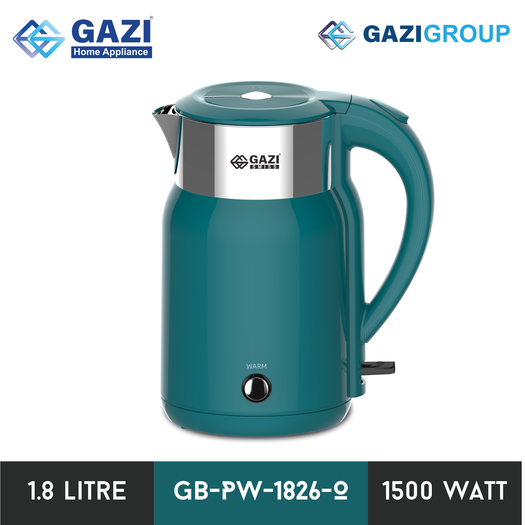 Gazi Smiss Electric Kettle 1500 Watt - GB-PW-1826-O-1.8Litre