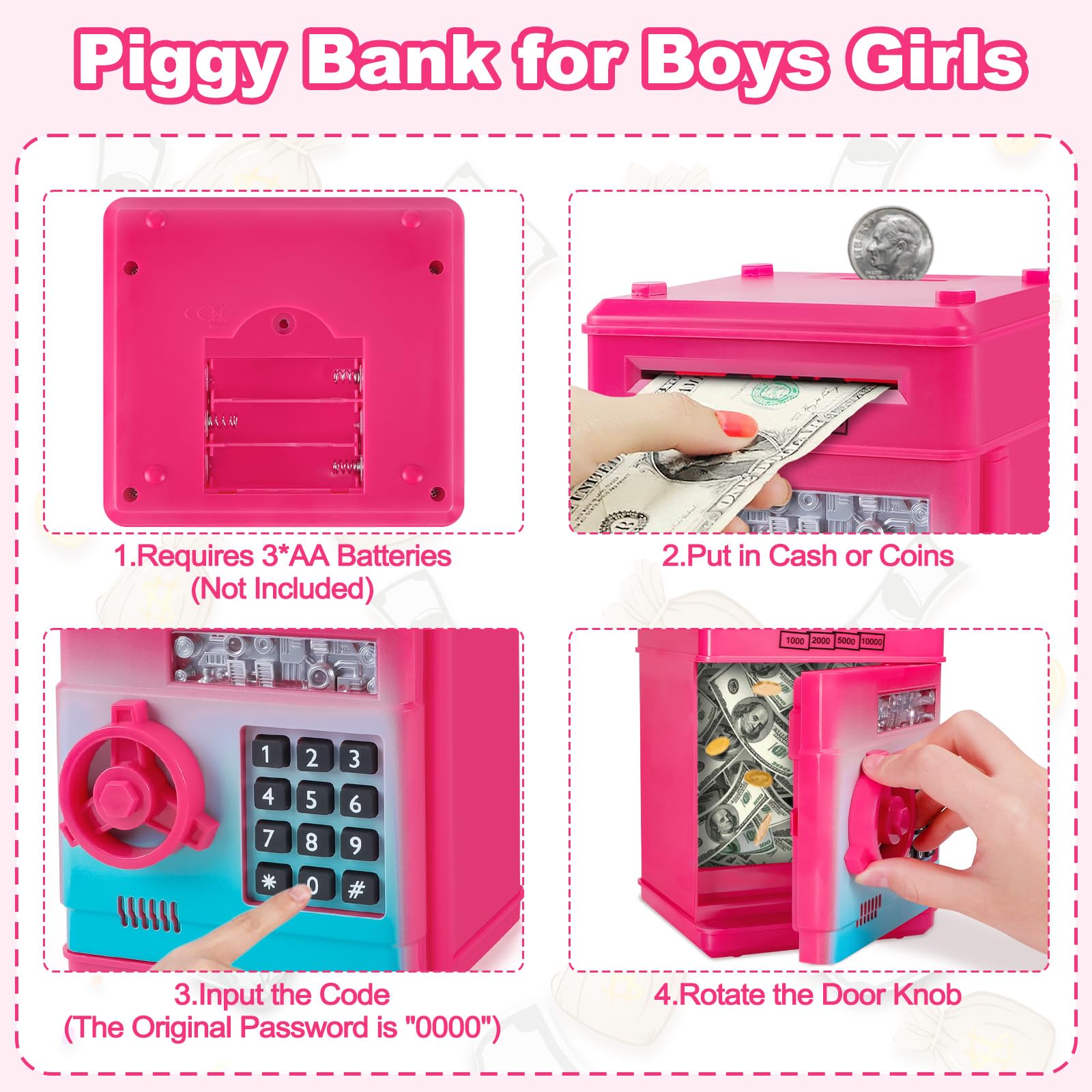 Mini piggy bank safe kawaii