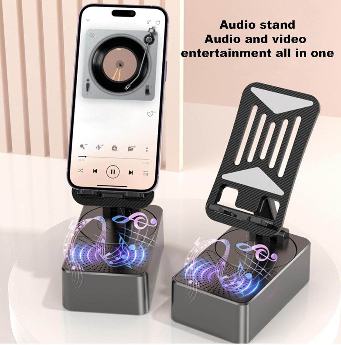 Mobile Stand Phone Stand with Bluetooth Speaker Height Adjustable Aluminum Alloy Stable Phone Holder