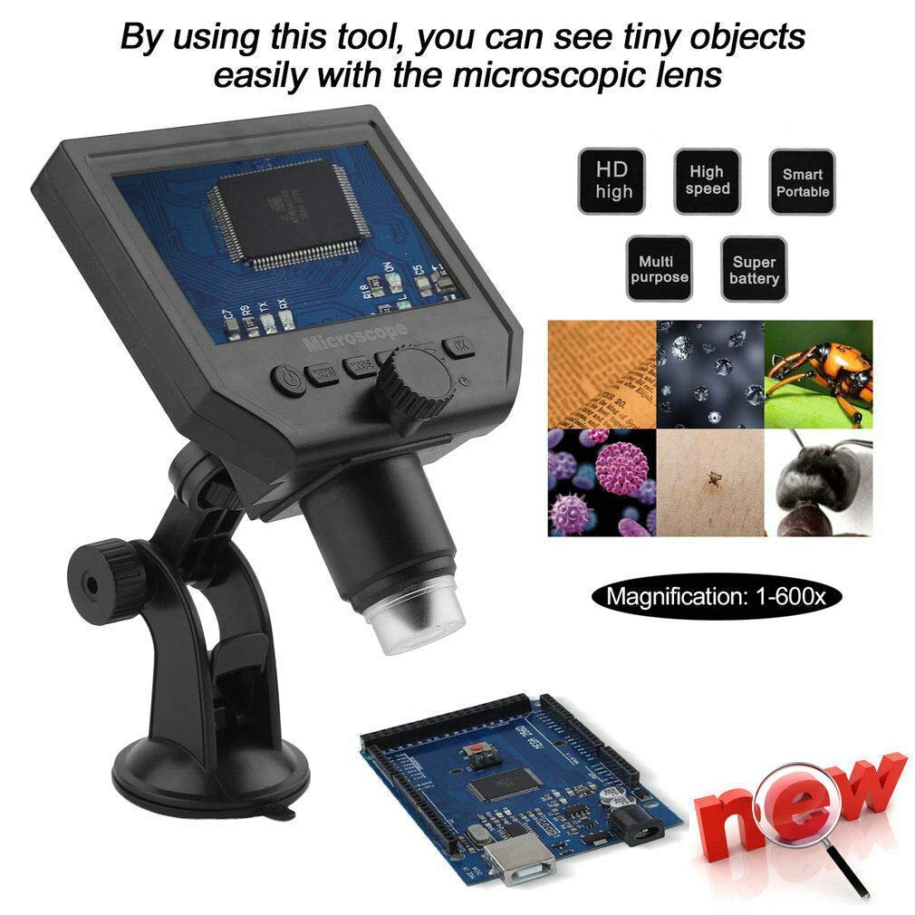 G600 600X 3.6MP Digital Micro-scope Electronic Video Micro-scope 4.3inch HD LCD Phone Repair Mag-nifier with Metal Stand Optics Accessories