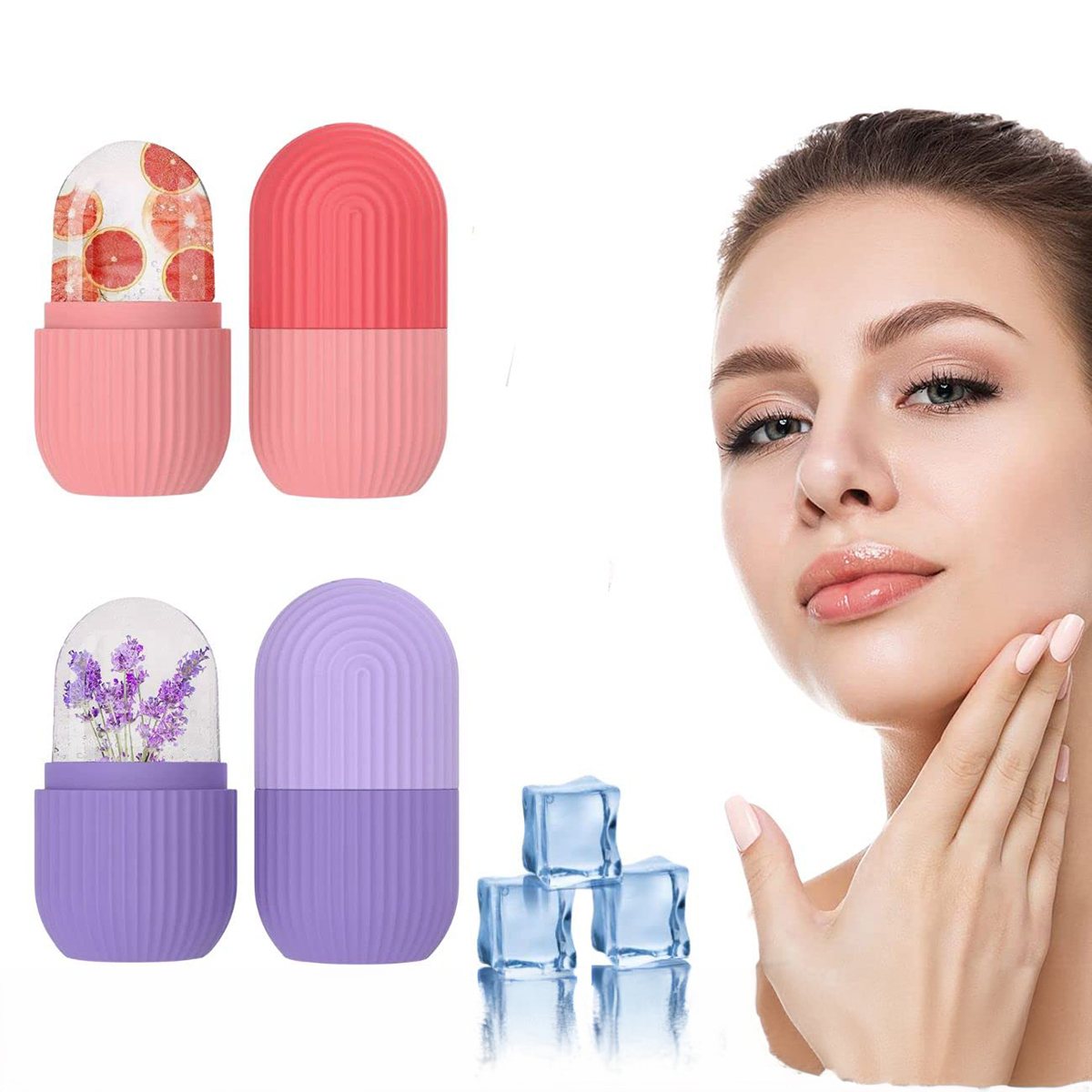 Ice Roller For Face, Beauty Facial Massage Ice Roller, Glow Cube Ice Roller for Face,Skin Care Tools for Eye Wrinkles, Acne Puffiness Relief