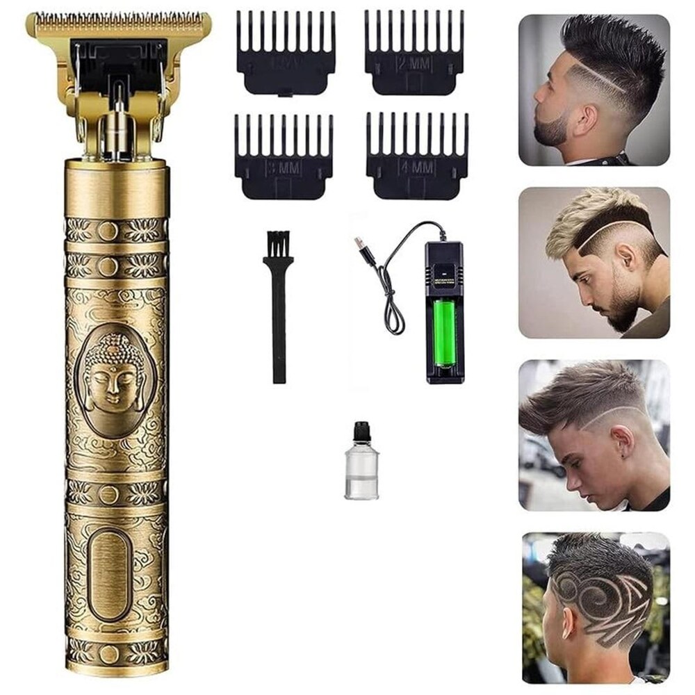 T9 Vintage USB 6500 charging cable with Rechargeable Hair Trimmer metal body Electric Hair Clipper Haircut Machine For Men