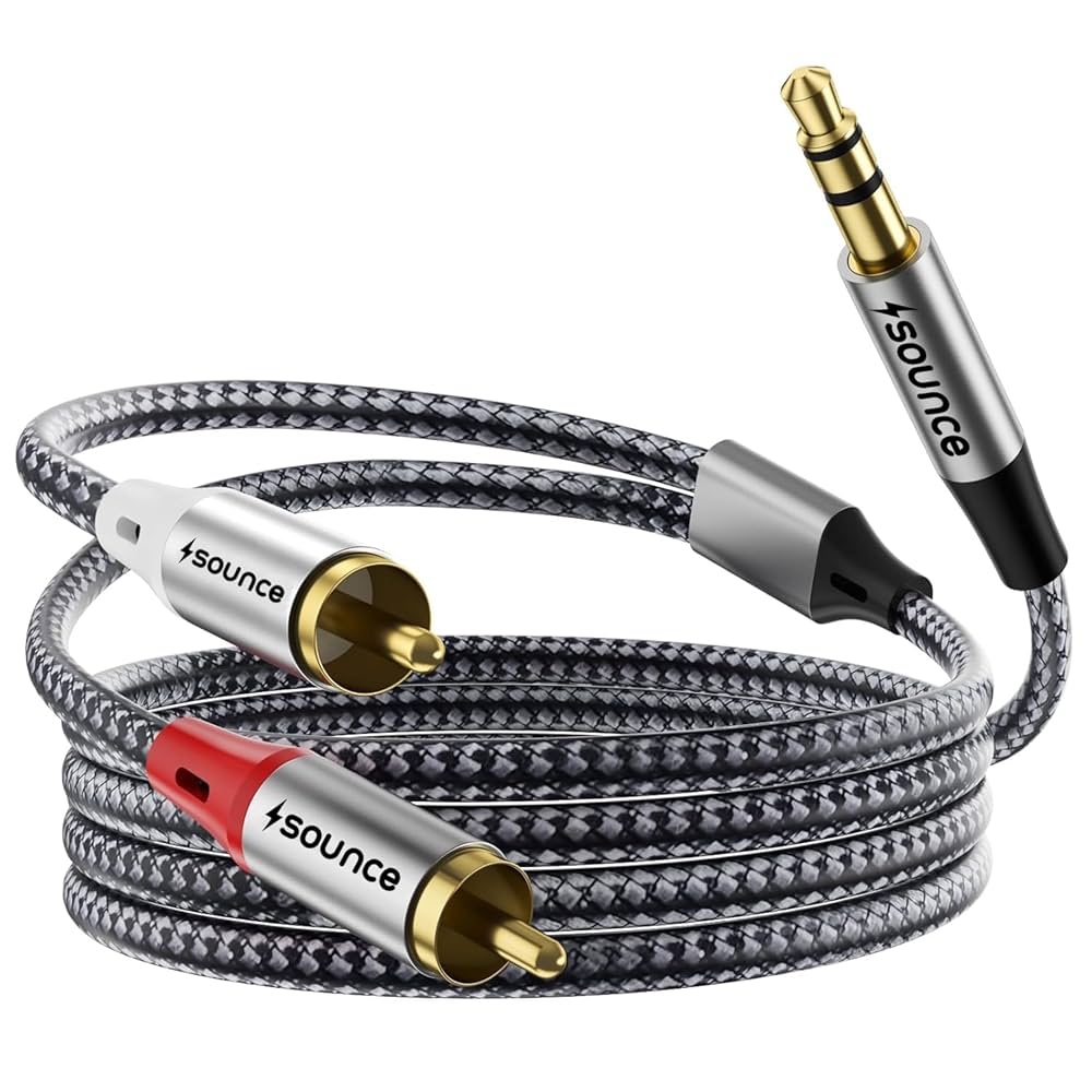 CASIFY G1 RCA Cable HiFi Stereo 2RCA to 3.5mm Male to Male Audio Cable Cord AUX RCA Jack 3.5 Y Splitter for Amplifiers Audio Home Theater Cable RCA for Speakers iPod MP3 Player