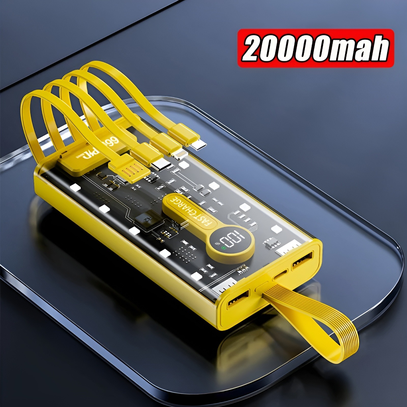 20000 mah Power Bank 22.5W Fast Charging PD Transparent Power bank with Night Light By win Accessories