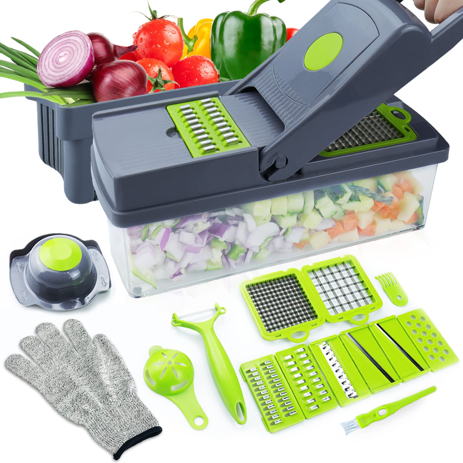 Multifunctional Vegetable Slicer Cutter Shredders With Basket Fruit Potato Chopper Carrot Grater Vegetable Tools Kitchen Home