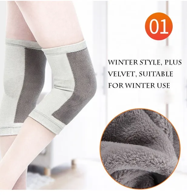 WOSWEIR-1 Pair Winter Warm Knee Pads Bamboo Charcoal Protective Gear for Women Old Men Kneepad Support for Spring Running