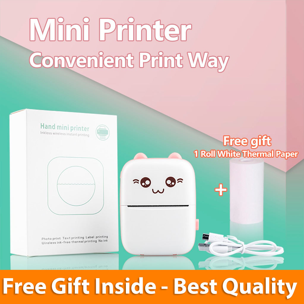 Thermal Mini Printer Label Sticker Printer Notes Printer Mobile Thermal Photo Printer Rechargeable Bluetooth Pocket Printer, Nadra-C9-Blue-Mini-3-Roll