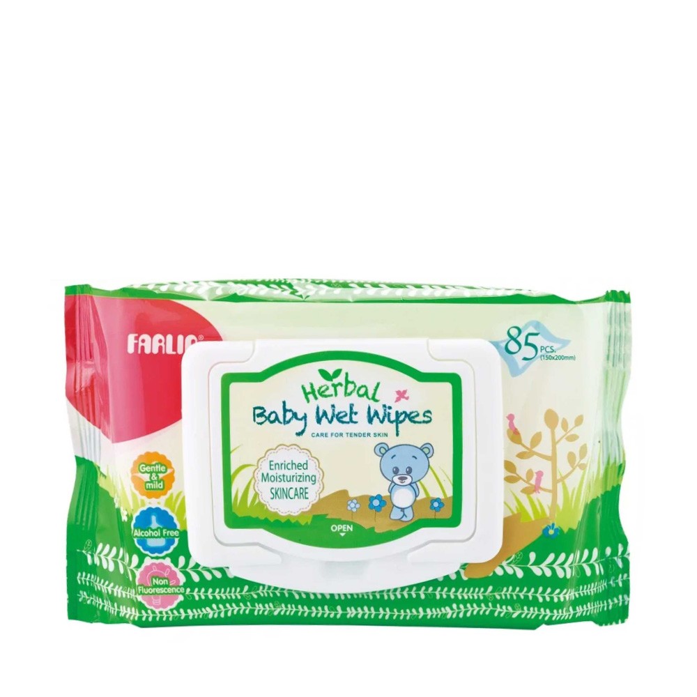 Farlin Herbal Baby Wet Wipes Moisturizing Gentle & Mild Non-Fluorescence-85 pcs