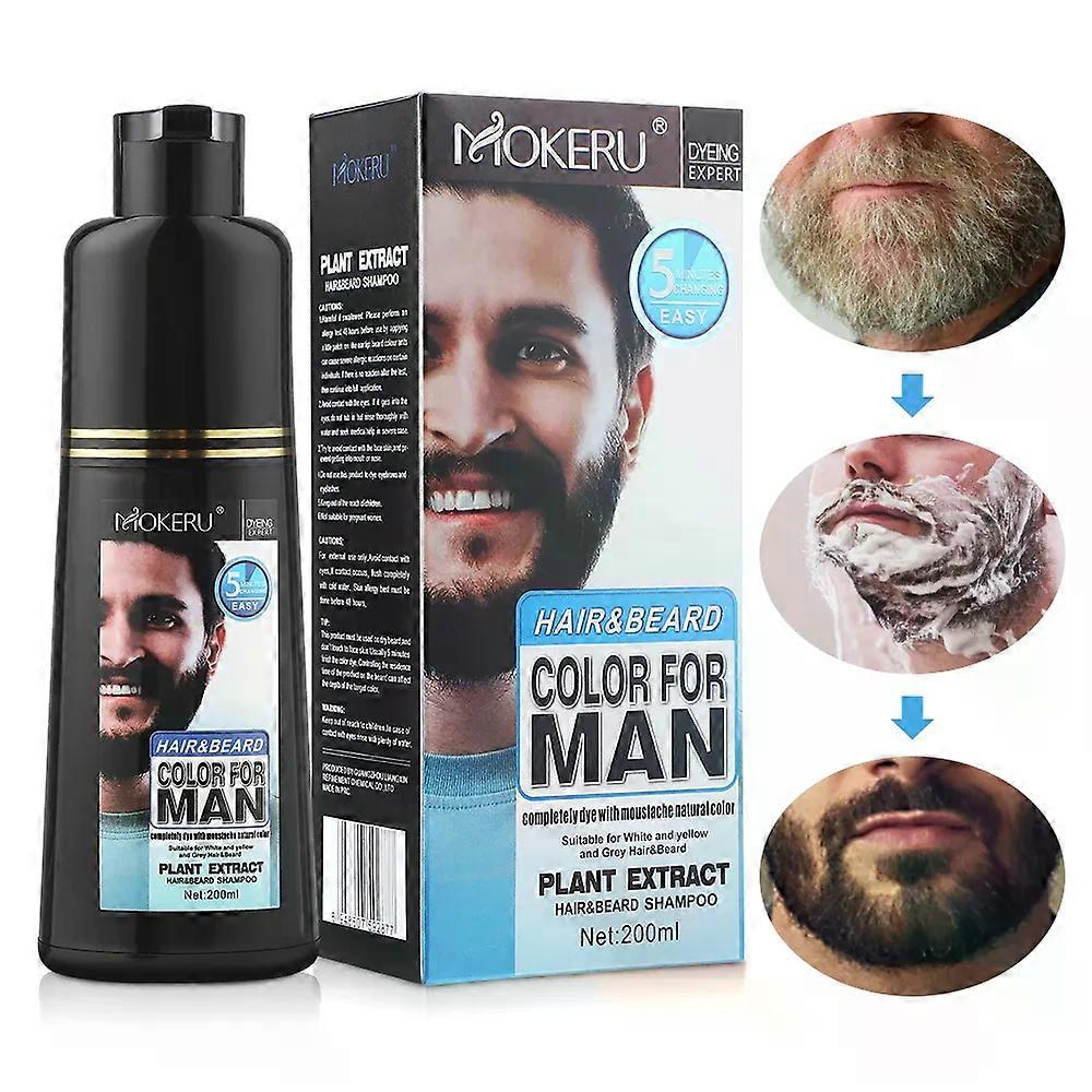 【No-Questions-Asked Refund】 200ml Men's Beard Dye Shampoo Removal White Grey Permanent Black Beard Hair Dying Shampoo Cream Health Care