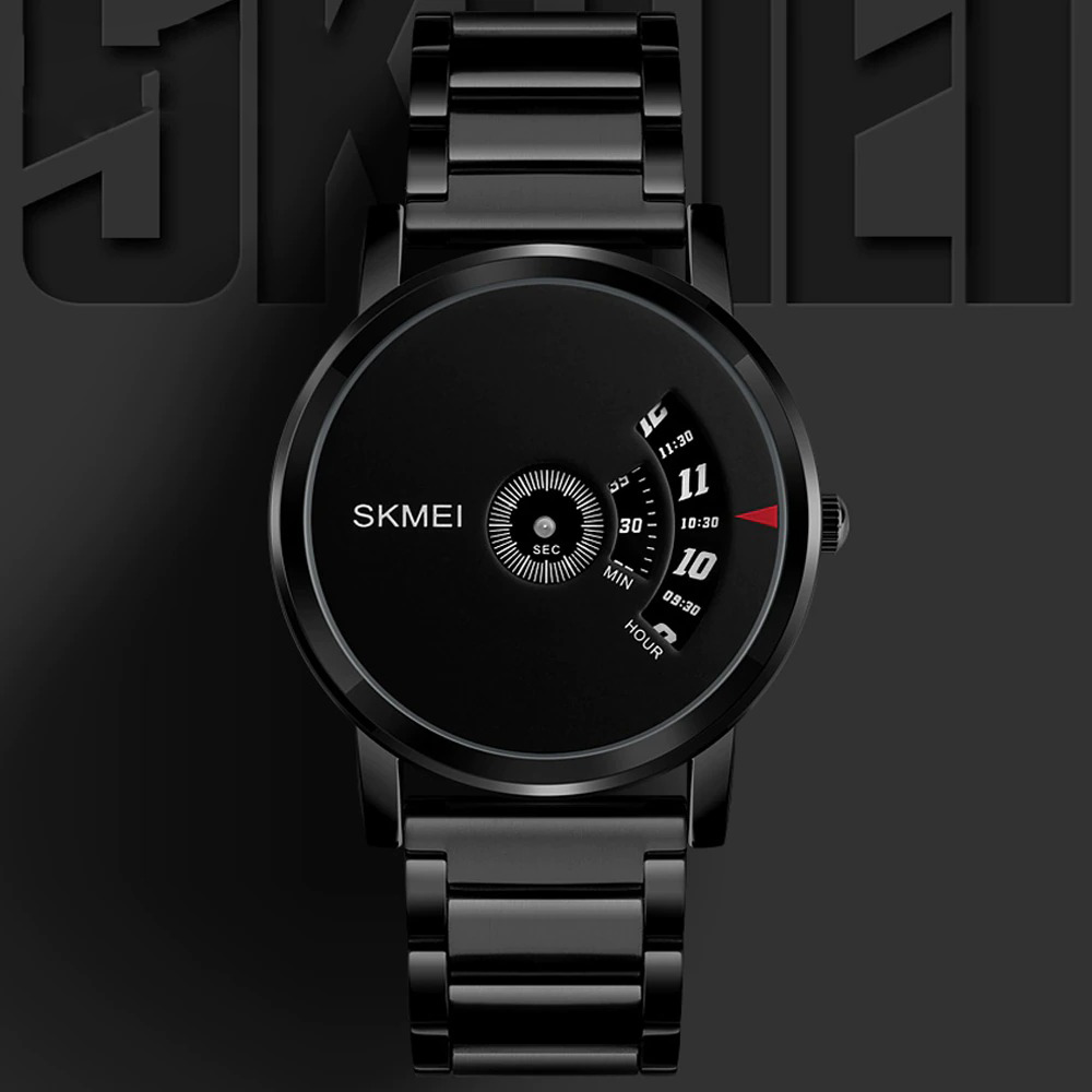 SKMEI Fashion Quartz Waterproof Creative Stainless Steel Business Watch For Men 1260 Black Ghori Wala
