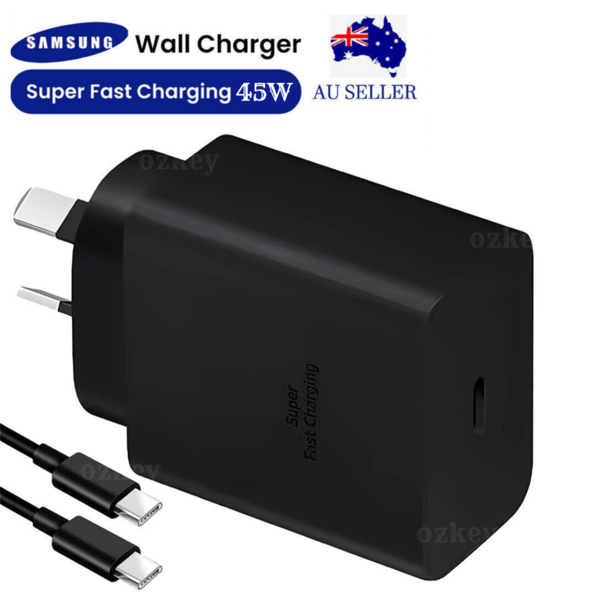 45W PD Fast Power Adapter 3 Pin For Samsung Mobile