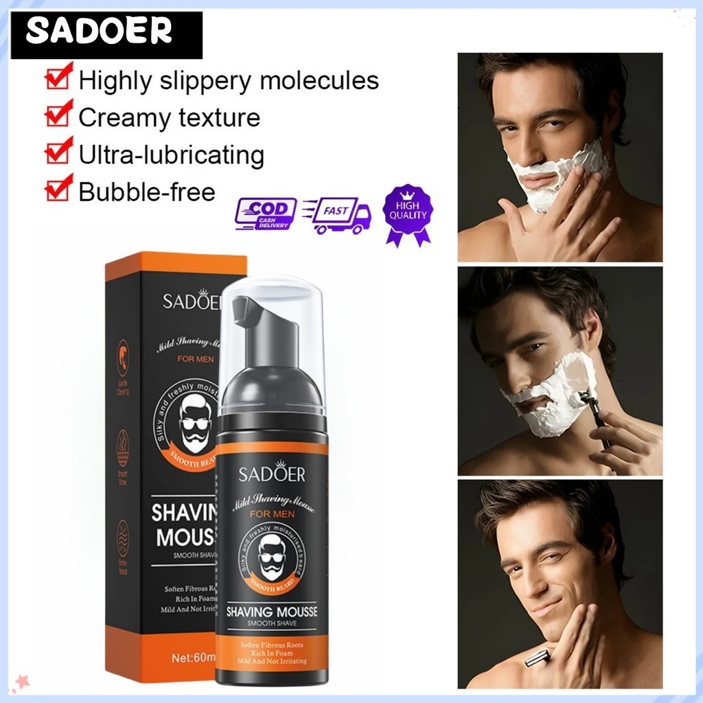 SADOER Shaving Foam/Gel 60ml Facial Care Men's Shaving Care Softens Beard Gentle Refreshing Cleansing Mousse