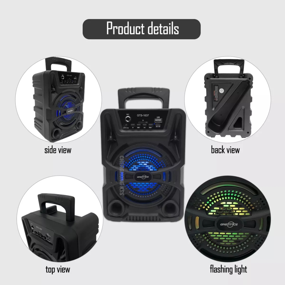 Gts-1637 Wireless Outdoor Portable Rechargeable Speakers With Microphone