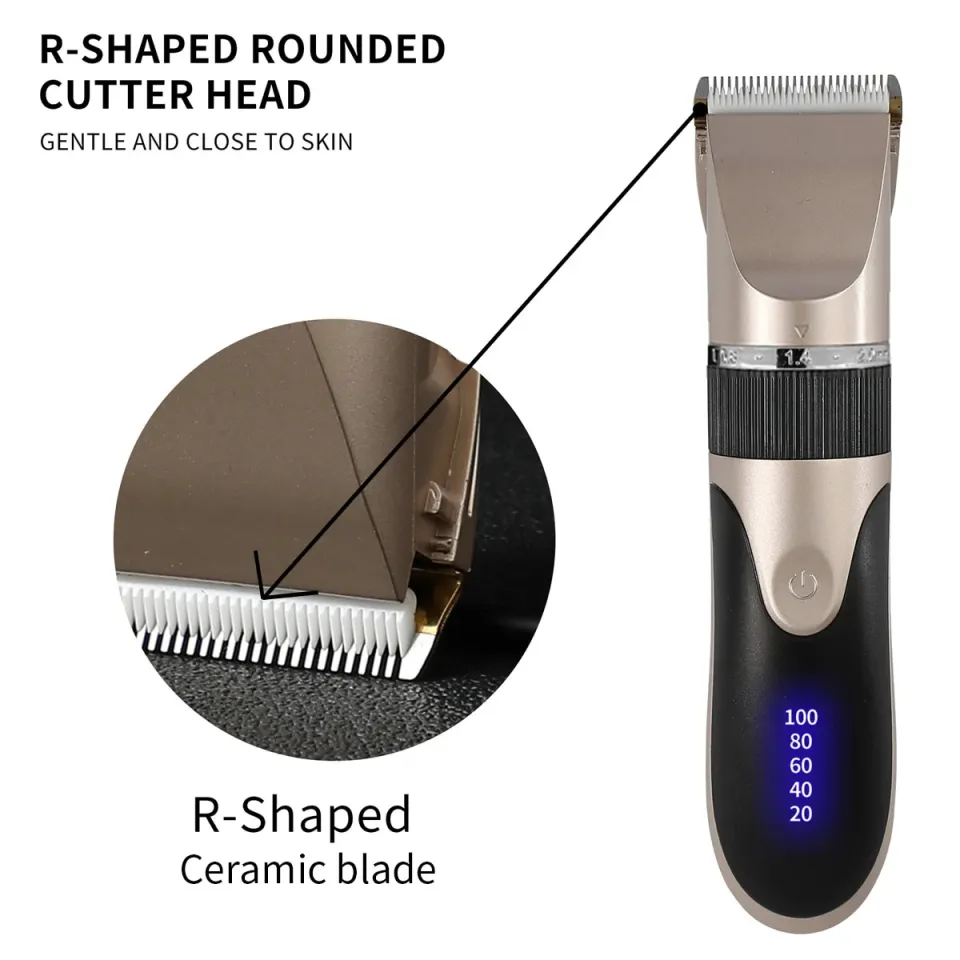 Professional Hair Clipper Men's Barber Beard Trimmer Rechargeable Hair Cutting Machine Ceramic Blade Low Noise Adult Kid Haircut