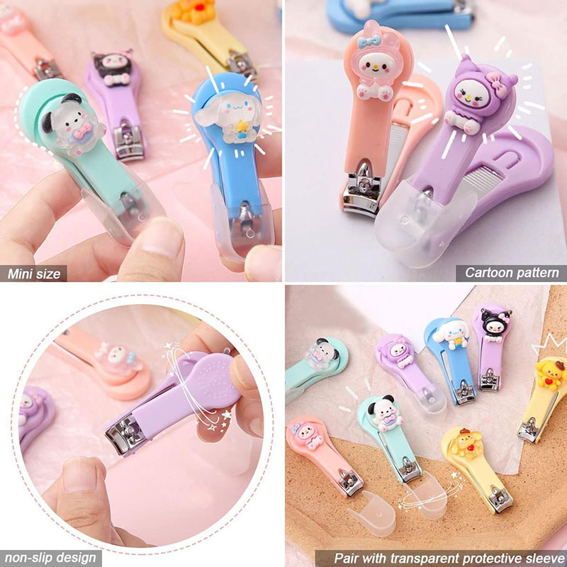 Cute Cartoon Nail Clippers Kids Nail Clippers Portable Stainless Steel Nail Scissors For Kids Women Men Student Non-slip Nail Clippers With Protective Cover