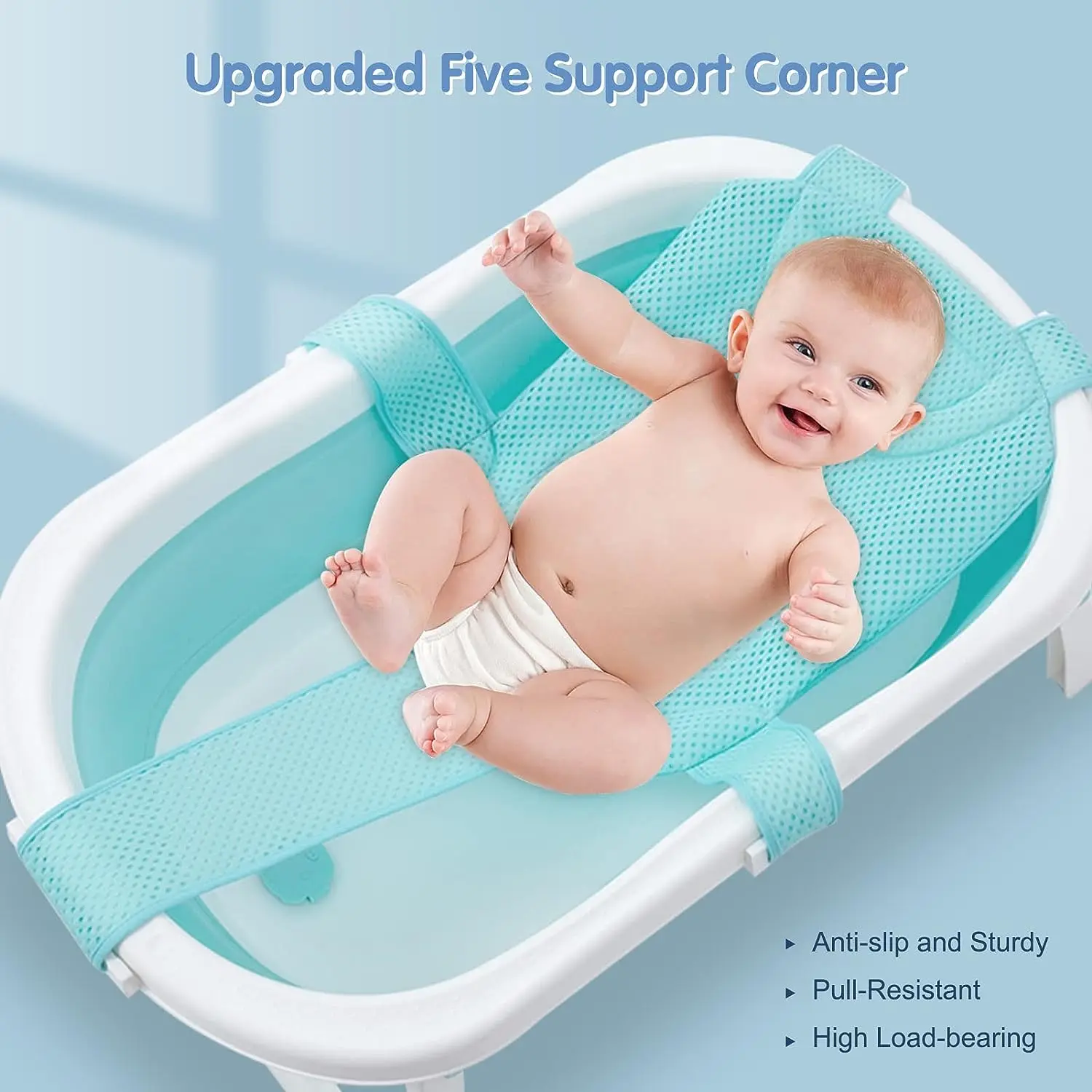 【Flash sale】 OUMERY Baby Shower Bath Tub Pad Non-Slip Bathtub Seat Support Mat Safety Security Bath Support Cushion Foldable Soft Pillow-1