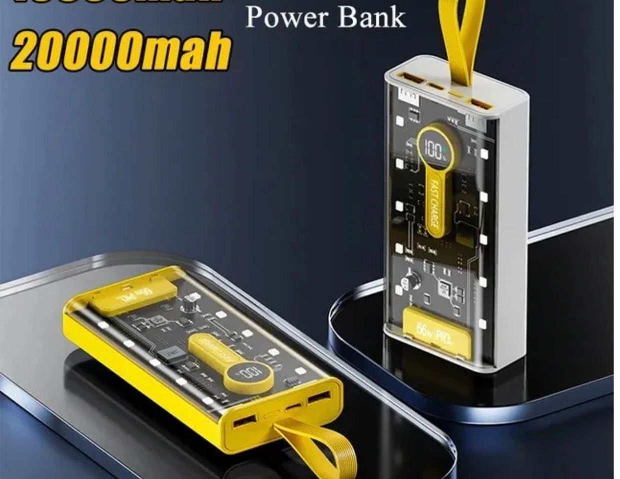 20000 mah Power Bank 22.5W Fast Charging PD Transparent Power bank with Night Light By win Accessories