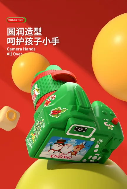 【Hot-Selling】 Hight Quality ABS Christmas Projection Camera Cartoon Pattern Puzzle Development Projection Early Education Slide Projector Projection Light for Kids