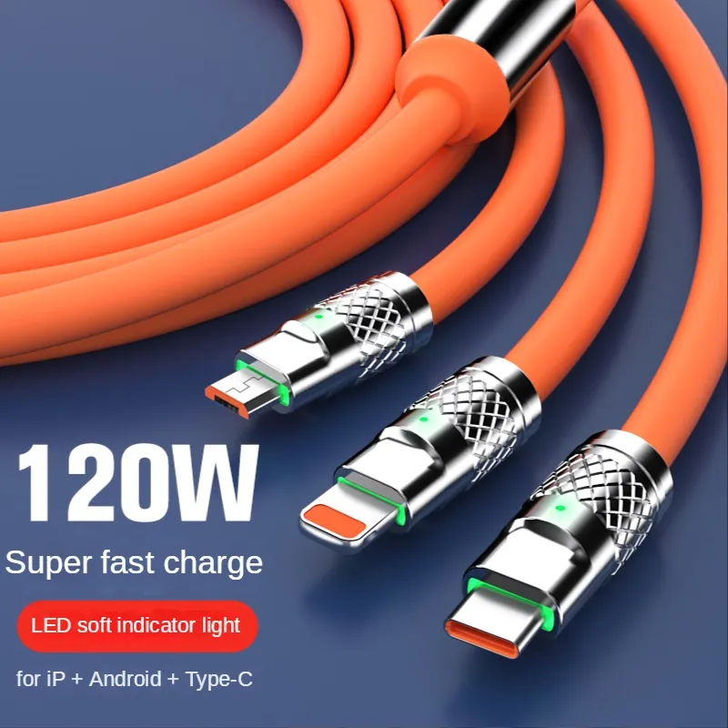 120W Fast Charging Cable Data Cable 1.5 Meter 3 in 1