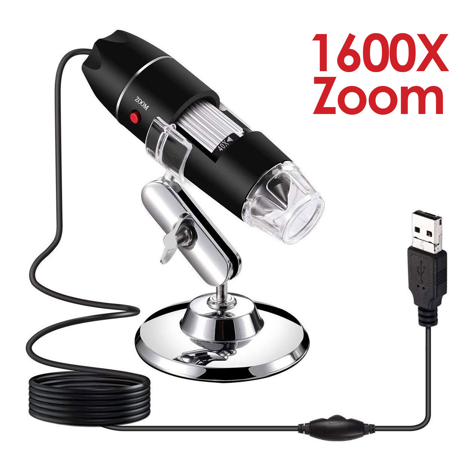 RIEVBCAU 1600X Digital Microscope 3in1 Type C USB Professional Electronic Microscope With 8 LED Endoscope Zoom Camera Magnifier