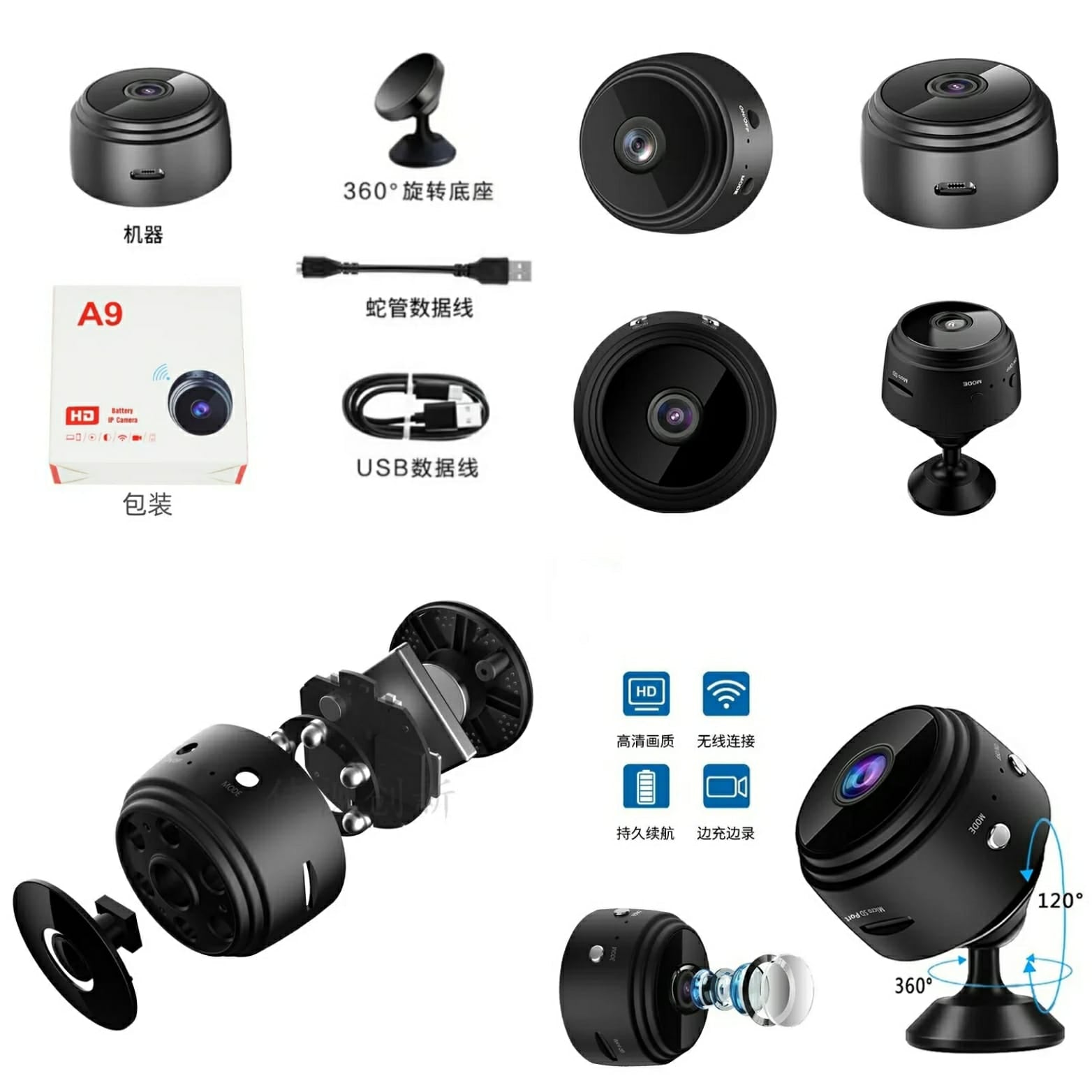 A9 Mini WiFi Camera 1080P Full HD Night Vision Wireless IP Camera