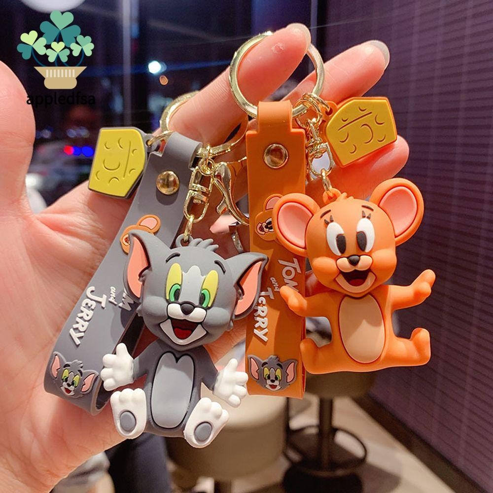 TOM & JERRY Cute Keychain, trendy cartoon keychain accessory, bag pendant keyring for students