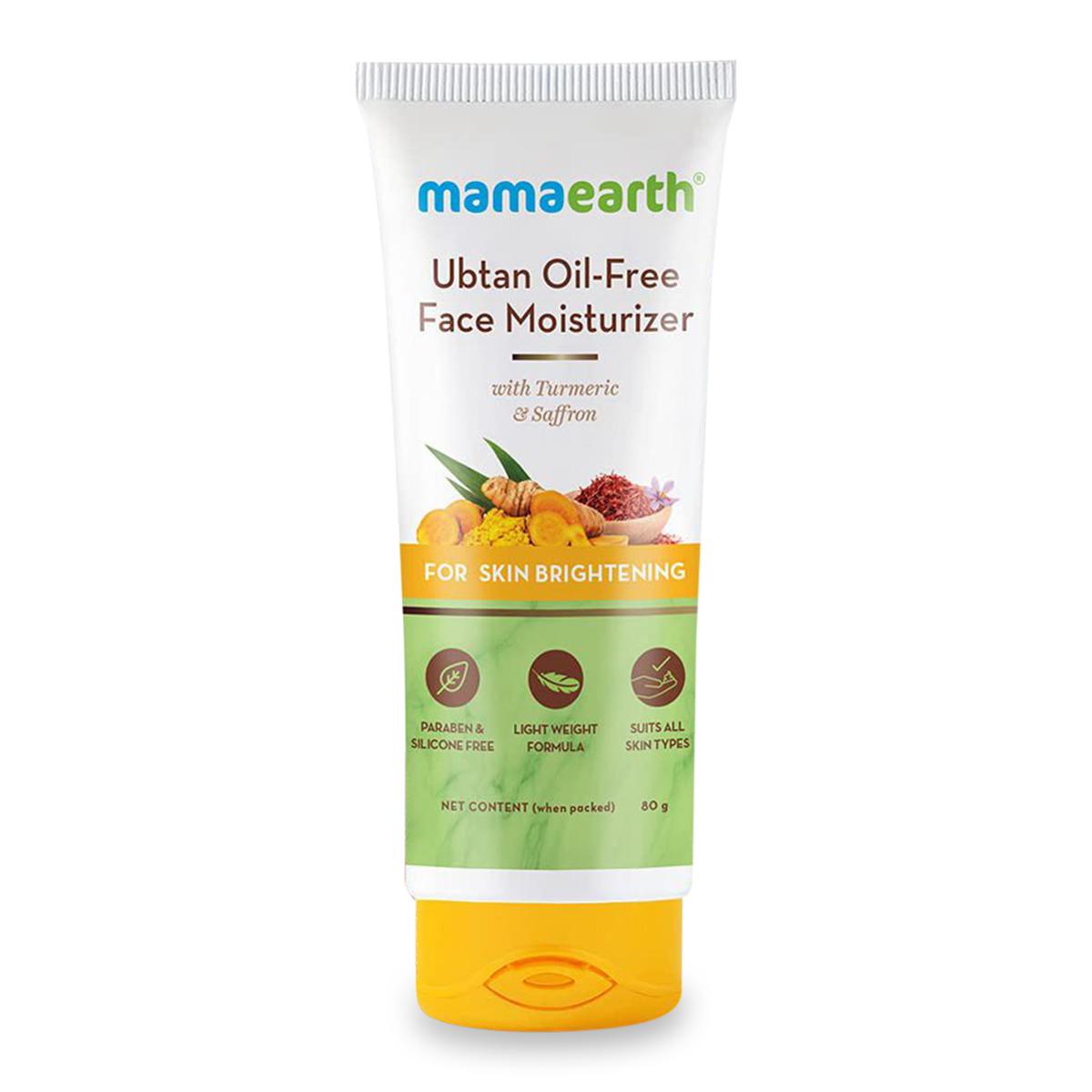 Mamaearth Ubtan Oil-Free Face Moisturizer with Turmeric & Saffron for Skin Brightening- 80 ml