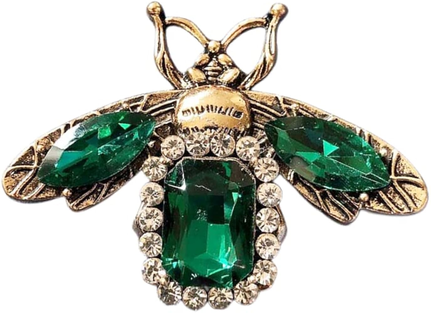Rinhoo Vintage Green Rhinestone Bee Brooches For Women Luxury Zircon Bee Insect Metal Pins Exquisite Animal Corsage Jewelry Gift