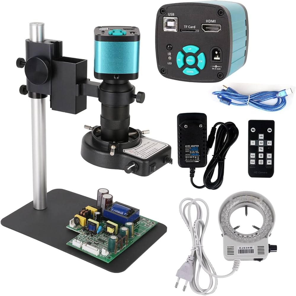 4K 48MP Digital Video Microscope Camera USB-C HDMI Industrial Microscope with Enhanced Stand 150X Magnification forPCB Solderin