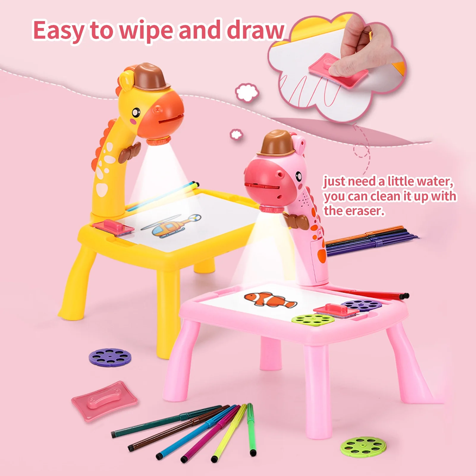 Children Learning Desk Trace and Draw Projector Art Drawing Board Projection Tracing Painting Table Toy Early Educational Gift for Boys Girls Over 3 Year Old - Baby Toys - Baby Toys