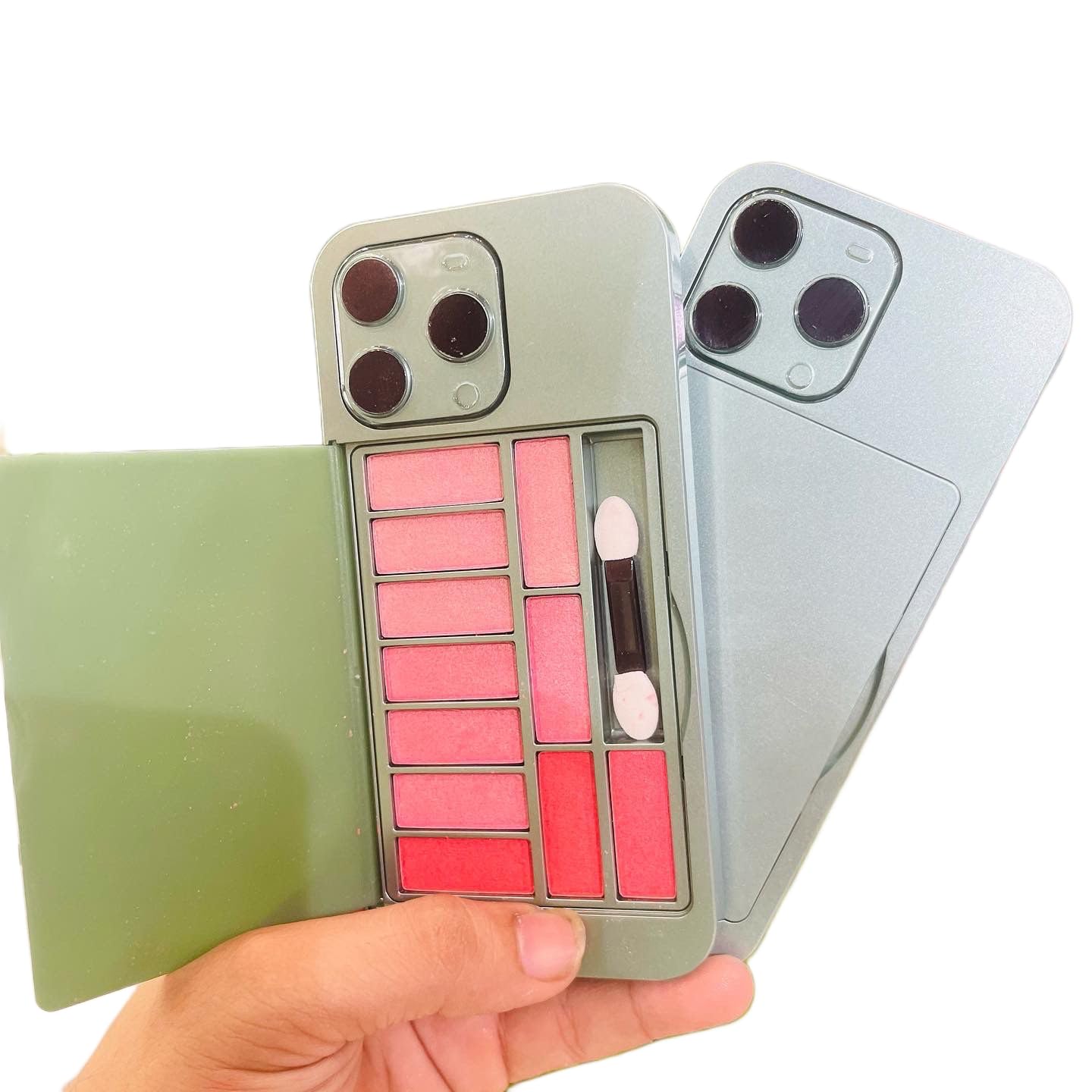 14 Pro Max Iphone Shaped Eyeshadow Palette with Mirror Back/Mobile phone Eyeshadow kit with Mirror