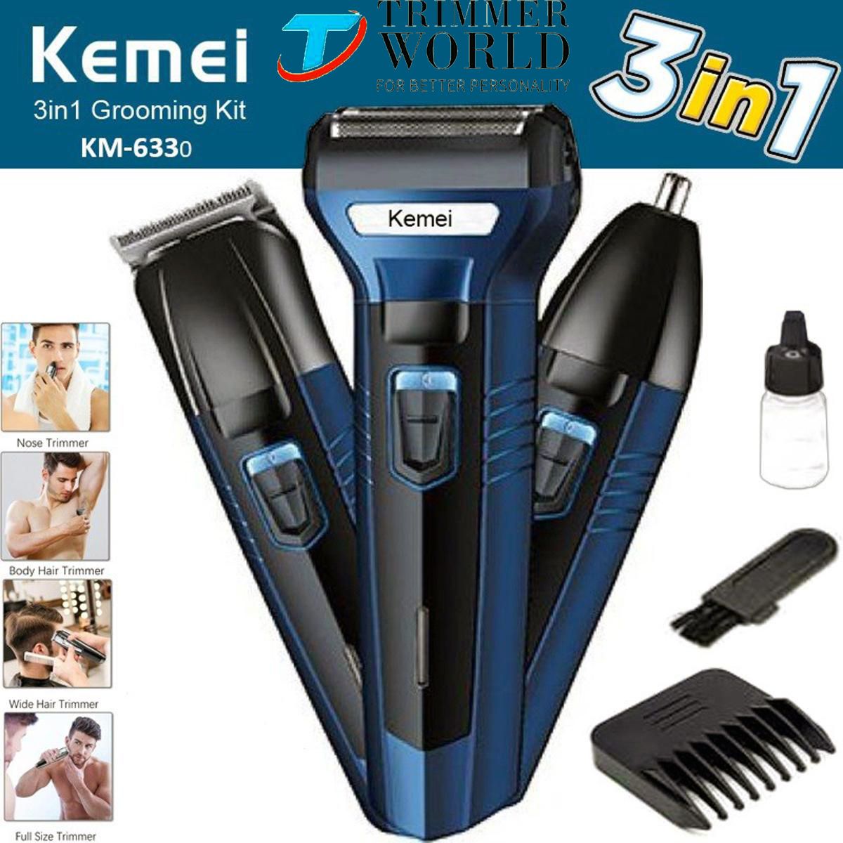 Kemei KM-6330 3-in-1 Super Grooming Kit Shaver Clipper Nose Trimmer Professional Hair Trimmer