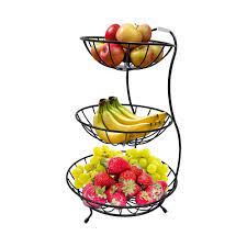 2 and 3 Tier Fruit Basket Kitchen Organizer, Detachable Large Capacity & Thick Wire construction Fruit and vegetable bowl fruit and vegetable storage, snacks, bread and more.