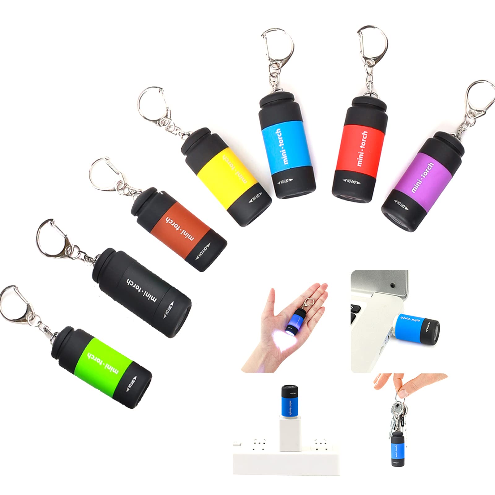 Mini Keychain Pocket Torch USB Rechargeable LED Flashlight Portable Emergency Lamp Waterproof Keyring Torch for Hiking Camping