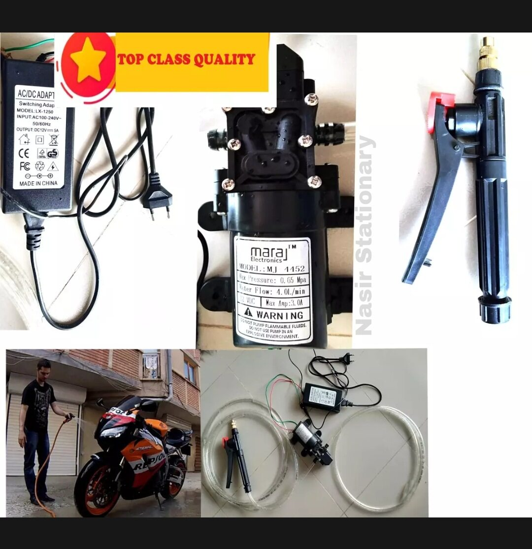 Motorcycle/Car Washer Machine, Water Pump Hose Pipe Spray Gun Full Set Combo, Water Pump for Bike/Car Wash & Garden Irrigation, Motorcycle Wash Pump
